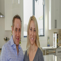 happy couple portrait home